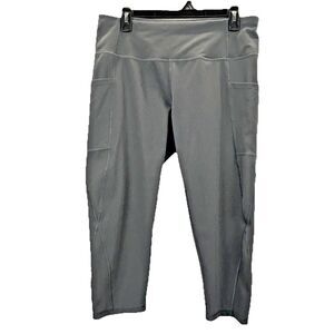 Heathyoga Yoga Women's XXL Pants Gray Pockets Soft Capris Leggings Athletic Gym